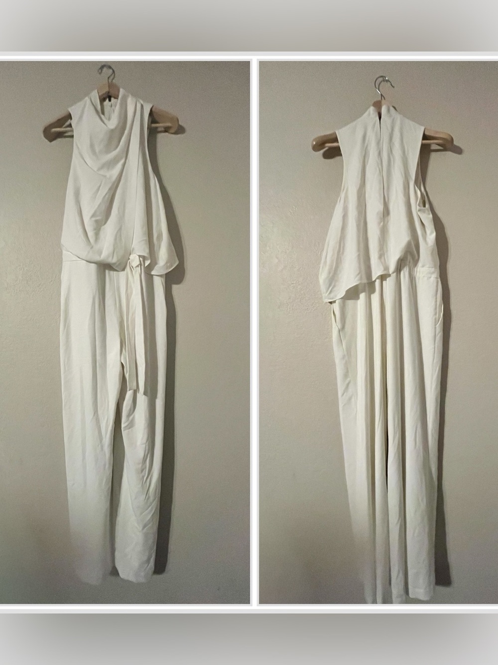 HALSTON Sleeveless Cowl Drape Jumpsuit - Chalk - Picture 4 of 9